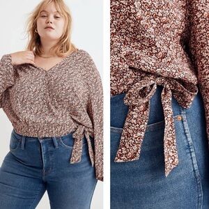 MADEWELL NWT Plus Tie-Front Wrap Top in Cottage Garden Size 3X Great for Fall